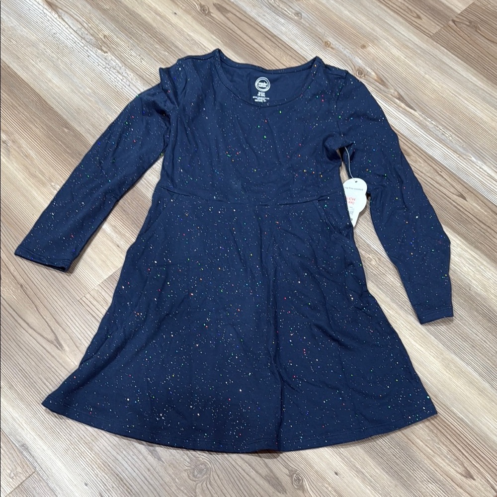 Wonder Nation Blue A-Line Long Sleeve Dress